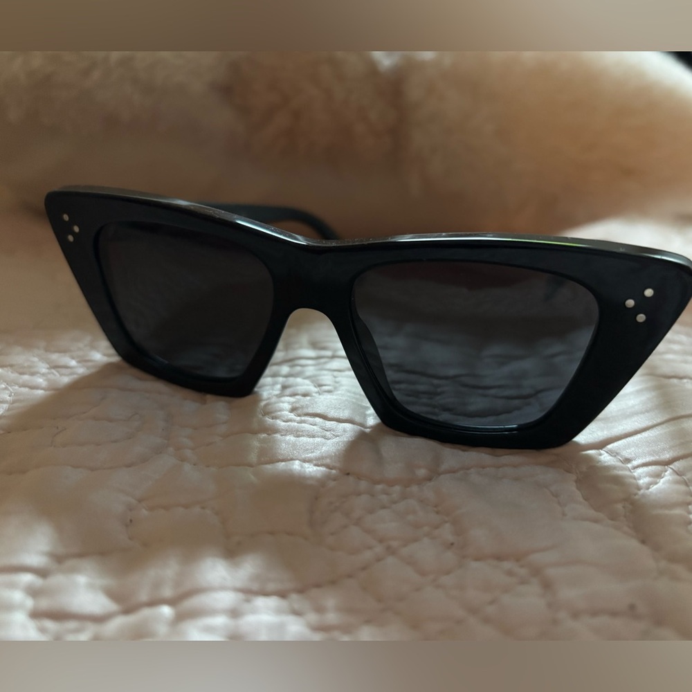 Celine Cat Eye Sunglasses. Black shiny with smoke lenses. No scratches!